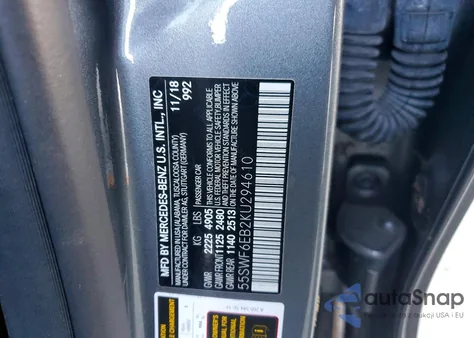2019 Mercedes-Benz C 43 Amg z USA, uszkodzony, nr VIN 55SWF6EB2KU294610